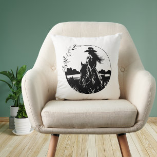 Almofada Country Elegante Horse Cowgirl Western Equestrian