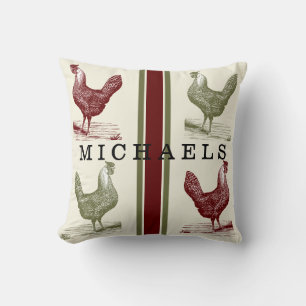 Almofada Country Toile Rustic Country Vintage Chicken Name