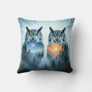 Almofada Couple's Owl Night and Day Throw Pillow