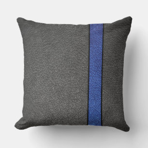 Almofada Couro Azul e Cinza
