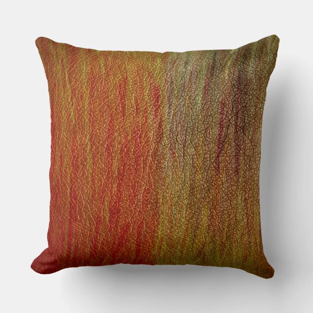 Almofada Couro Castanho Laranja #2 (Frente)