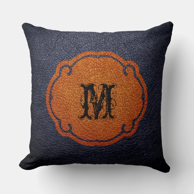 Almofada Couro castanho-preto (Frente)