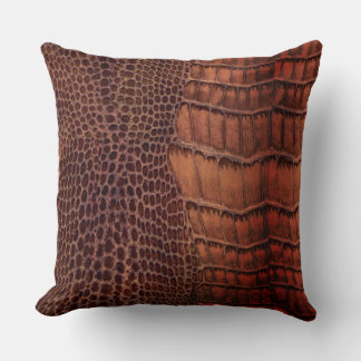 Almofada Couro Clássico De Répteis De Alligador De Mahogany