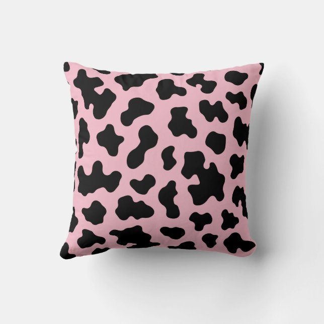 Almofada Couro Cowhide Preto e Rosa Impresso  (Verso)