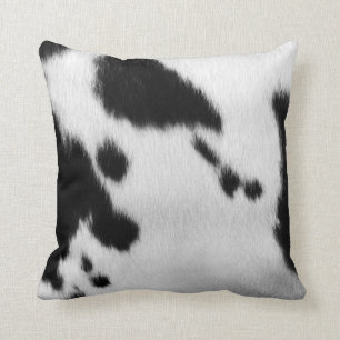 Almofada Couro cru preto e branco da vaca do falso