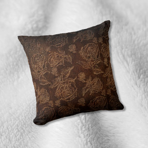 Almofada Couro-Rosa Marrom Faux