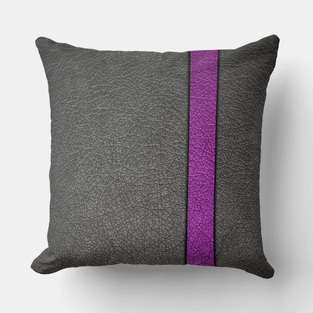 Almofada Couro roxo e Cinza (Frente)