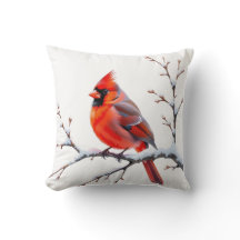 Coussin cardinal rouge – Élégance hivernale pour v