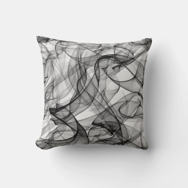 Almofada Coussin Carré Lignes Fumée Noire (Frente)