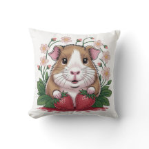 Coussin Cochon d'Inde Espiègle au Jardin de Fraise