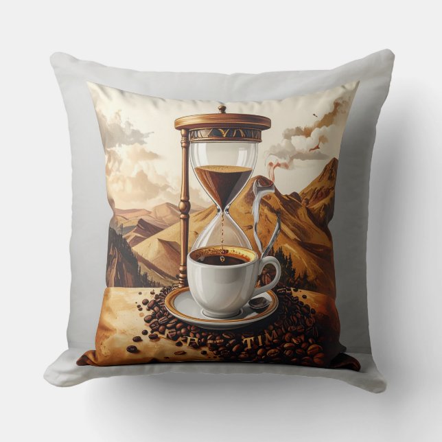 Almofada Coussin décoratif "Brew Time" - Sablier et tasse d (Frente)