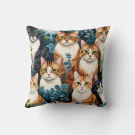 Almofada Coussin décoratif chat motif floral