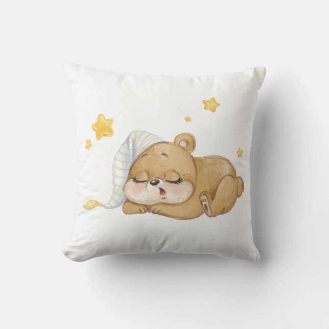 Almofada Coussin Ourson Endormi – Douceur & Rêves Étoilés (Frente)
