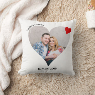 Almofada Coussin photo en forme de coeur personnalisé