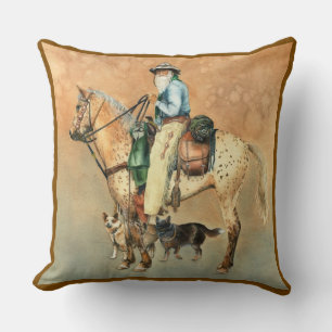 Almofada Cowboy e Appaloosa Cavalo com Cães