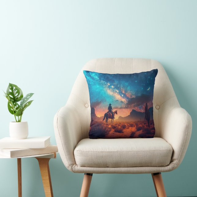 Almofada Cowboy Western Desert Night Ride Cactus (Cadeira)