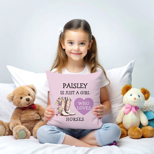 Almofada Cowgirl Boots Apenas uma garota que ama cavalos (Criador carregado)