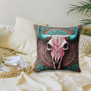 Almofada Cowgirl Southwestern Turquoise Rosa Touro Rosa