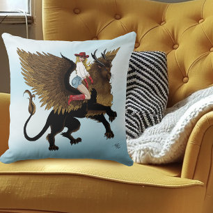 Almofada Cowgirl Winged Lion Fantasy Red