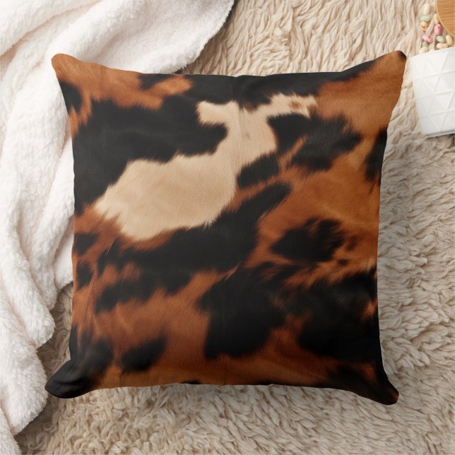 Almofada Cowhide Preto-Castanho (Cobertor)