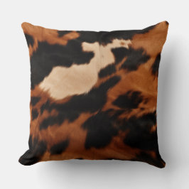 Almofada Cowhide Preto-Castanho