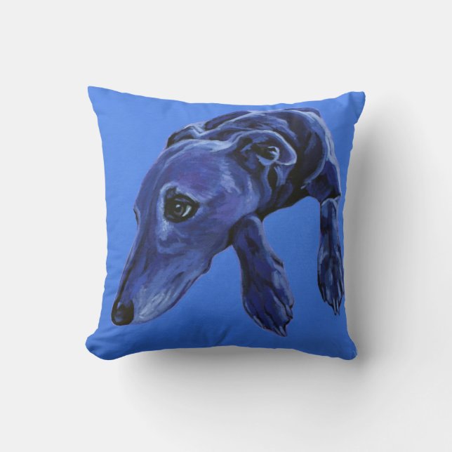 Almofada Coxim azul do lurcher (Frente)