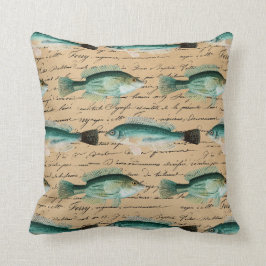 Almofada coxim baixo do teste padrão dos peixes do vintage