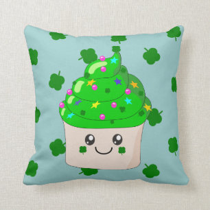 Almofada Coxim bonito do cupcake do verde do Dia de São