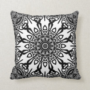Almofada Coxim branco preto tribal do teste padrão de