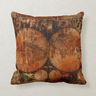 Almofada Coxim da decoração do Grunge do mapa de Velho