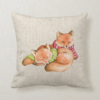 Almofada coxim de linho do travesseiro do olhar das raposas