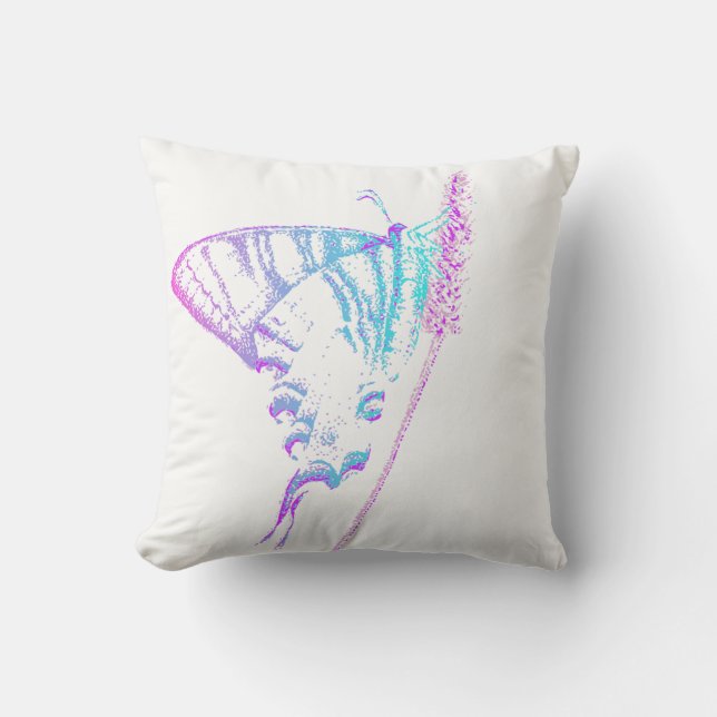 Almofada Coxim do lance da borboleta na cerceta e no rosa (Frente)