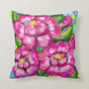 ALMOFADA COXIM FLORAL DECORATIVO, ROSAS COR-DE-ROSA