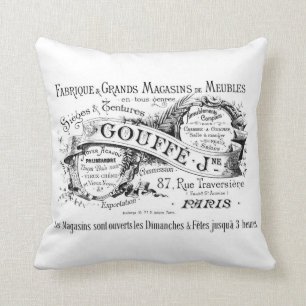 Almofada coxim francês do chique da tipografia do vintage