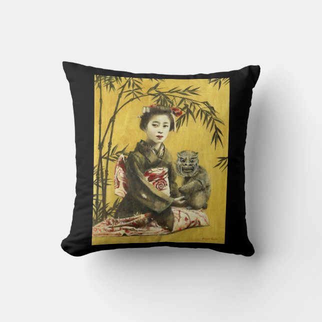 Almofada Coxim japonês do lance da gueixa e do demónio do (Frente)