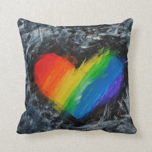 Almofada Coxim listrado do abstrato do grunge do coração 