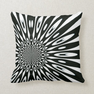 Almofada Coxim óptico branco preto Trippy do teste padrão
