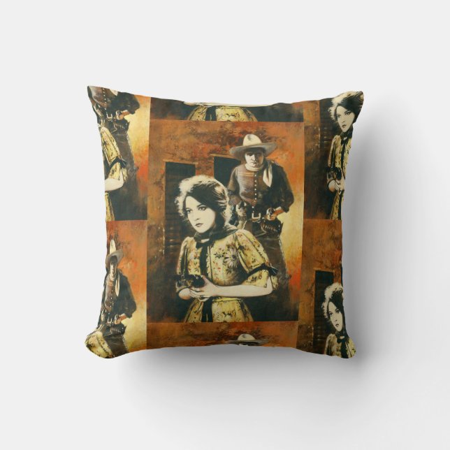 Almofada Coxim quadrado ocidental do lance do vintage (Frente)