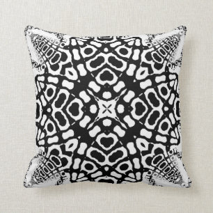 Almofada Coxim tribal geométrico branco preto do teste