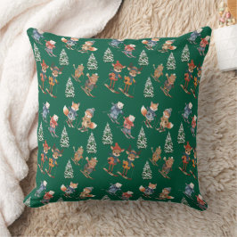 Almofada Cozy Animals Skiing Throw Pillow