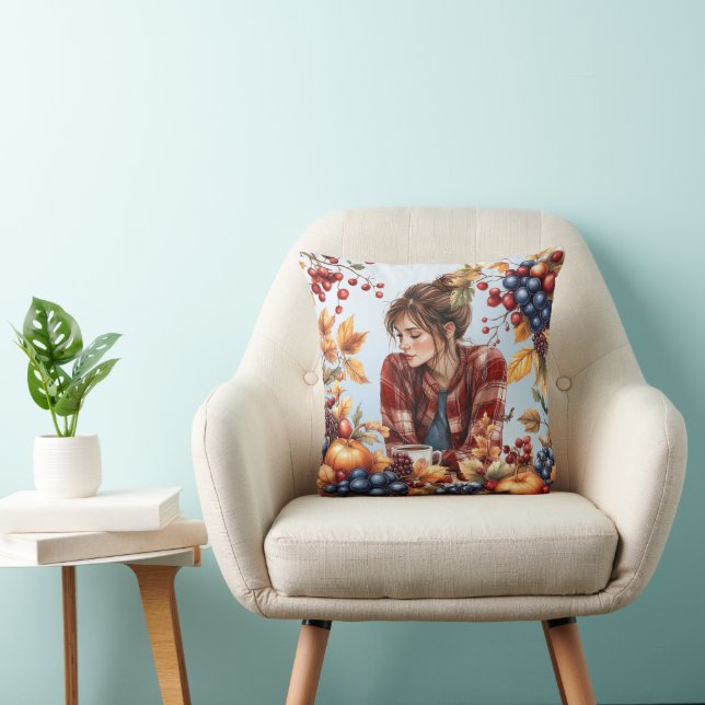 Almofada Cozy Autumn-Themed Throw Pillow (Cadeira)