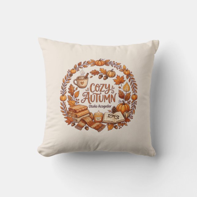 Almofada Cozy Autumn Wreath / Otoño Acogedor (Frente)