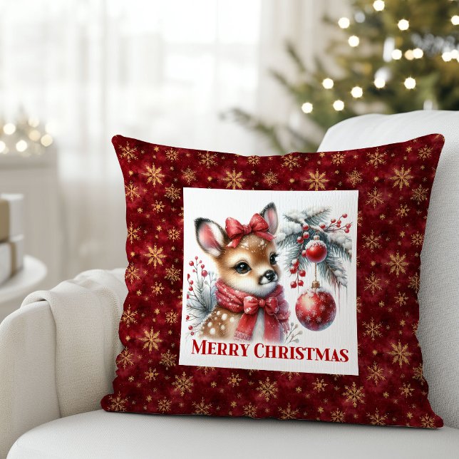 Almofada Cozy Baby Deer Winter Scene Kids Room Decor Xmas (Cozy Baby Deer Winter Scene Kids Room Decor Christmas Pillow

)