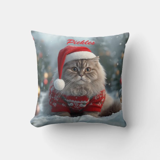 Almofada Cozy British Shorthair Cat Christmas Personalizado (Frente)