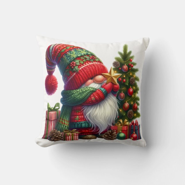 Almofada Cozy Christmas Gnome Art – Festive Holiday (Frente)