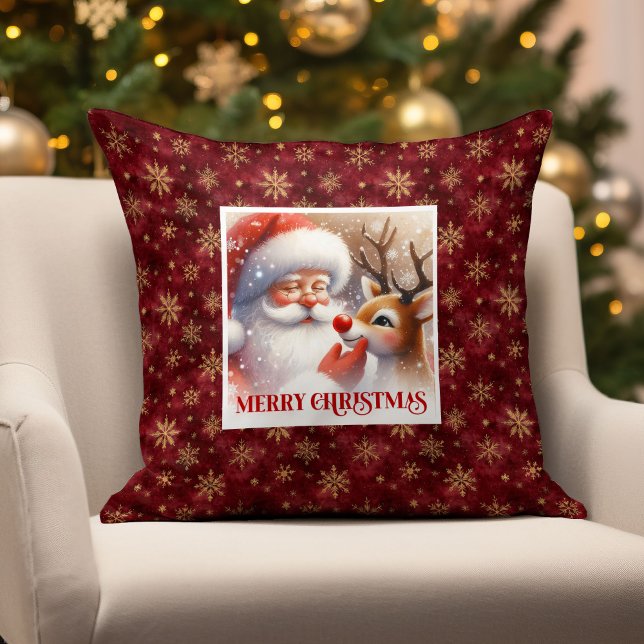 Almofada Cozy Christmas Pillow Cute Santa Claus and Rudolph (Cozy Christmas Pillow Cute Santa Claus and Rudolph

)