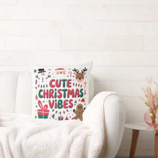 Almofada Cozy "Cute Christmas Vibes" Throw Pillow