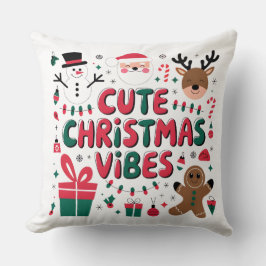 Almofada Cozy "Cute Christmas Vibes" Throw Pillow