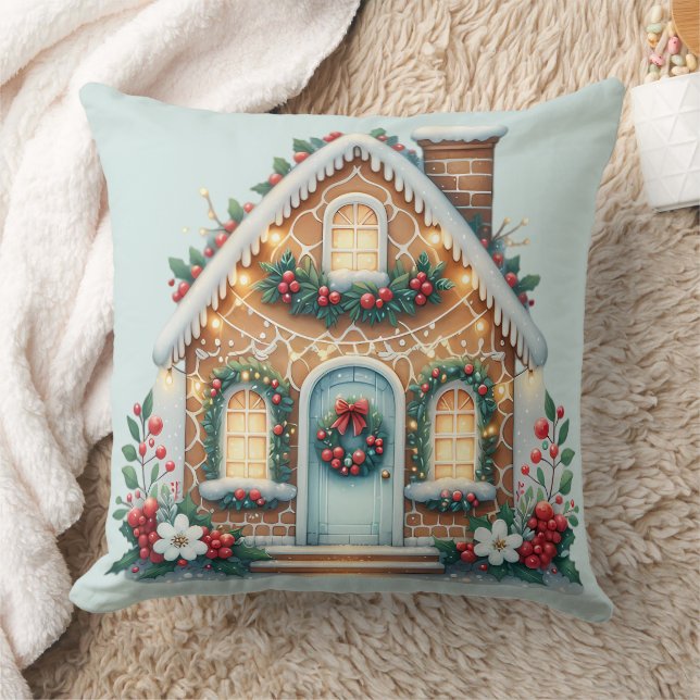 Almofada Cozy Gingerbread House Holiday Illustration (Cobertor)