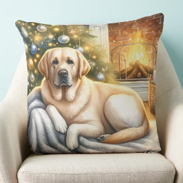Almofada Cozy Labrador Retriever Christmas Yellow